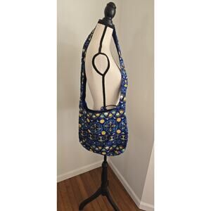 Limited Edition Embroidered Tote Crossbody Bag Blue Yellow